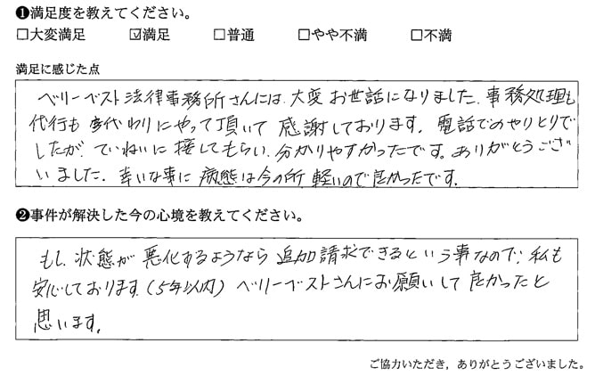 電話でのやりとりでしたが、ていねいに接してもらい、分かりやすかったです