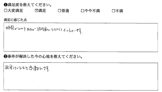 救済していただき感謝しています