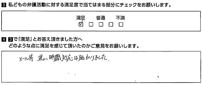 遅い時間でも対応してくれました。