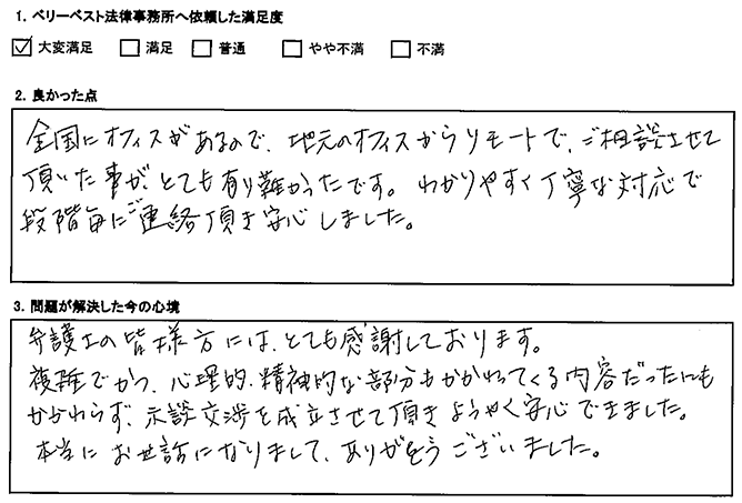 全国にオフィスがあるのでありがたかったです